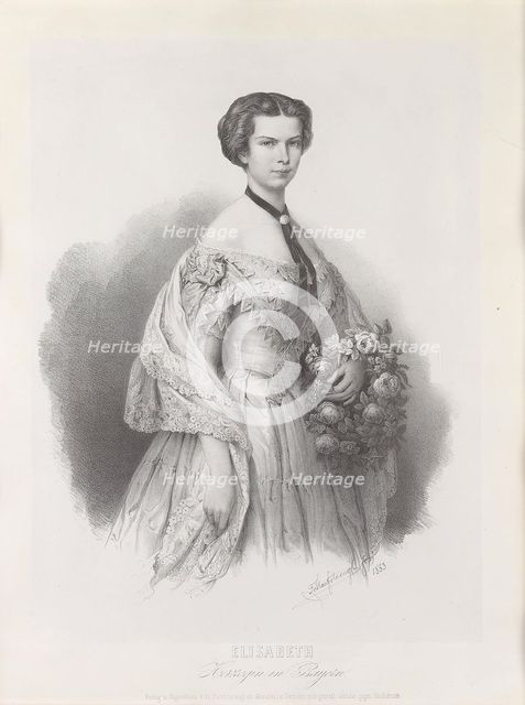Portrait of Empress Elisabeth of Austria, 1853. Creator: Hanfstaengl, Franz (1804-1877).