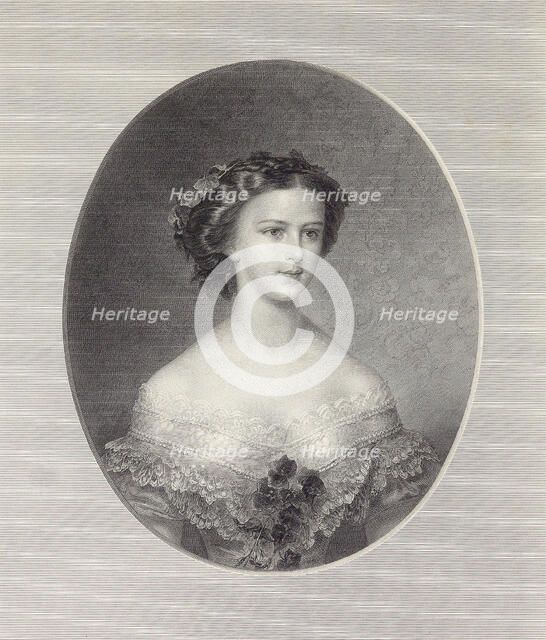 Portrait of Empress Elisabeth of Austria, ca 1855. Creator: Stöber, Franz Xaver (1795-1858).