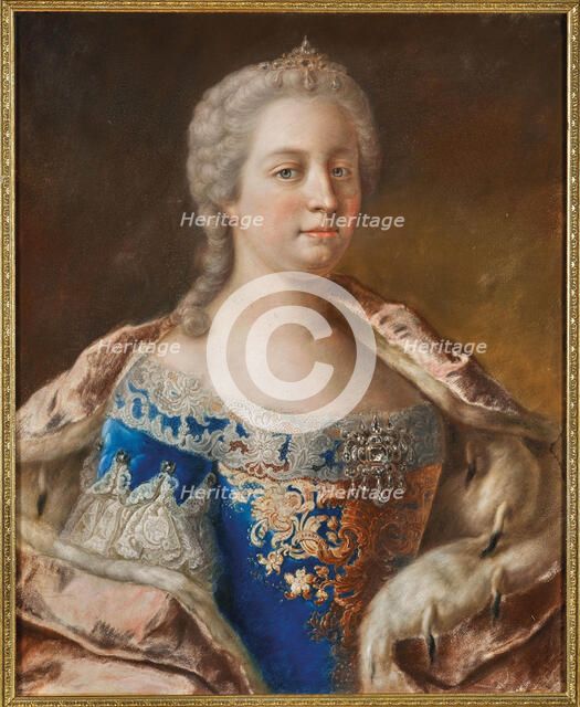 Portrait of Empress Maria Theresa as Queen of Bohemia and Hungary (1717-1780), 1743-1745 . Creator: Liotard; Jean-Étienne (1702-1789).