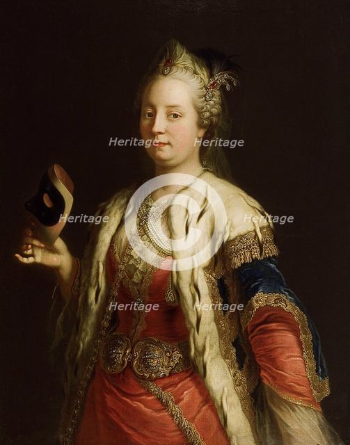 Portrait of Empress Maria Theresia of Austria (1717-1780) with mask à la Turque, before 1750. Artist: Meytens, Martin van, the Younger (1695-1770)