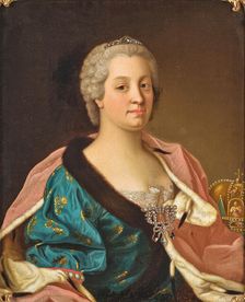 Portrait of Empress Maria Theresia of Austria (1717-1780) with the Holy Crown of Hungary. Creator: Liotard, Jean-Étienne (1702-1789)