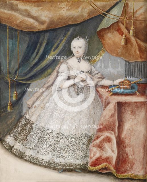 Portrait of Empress Maria Theresia of Austria (1717-1780) in Lace Long Gown, c. 1740. Artist: Anonymous  