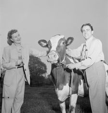 Portrait of Enric Madriguera and Patricia Gilmore on their farm, Connecticut, ca. June 1947. Creator: William Paul Gottlieb