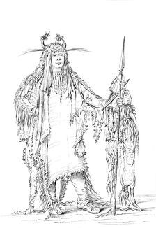 Portrait of Eagle Ribs Native American Man, 1841.Artist: Myers and Co