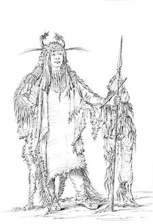 Portrait of Eagle Ribs Native American Man, 1841.Artist: Myers and Co
