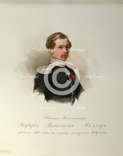 Portrait of Eduard Antonovich Moller (1820-1879) (From the Album of the Imperial Horse Guards), 1846-1849. Artist: Hau (Gau), Vladimir Ivanovich (1816-1895)