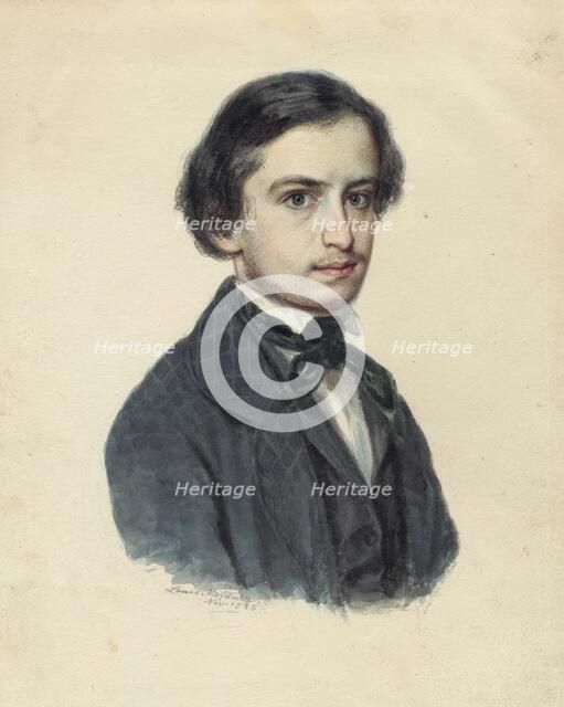 Portrait of Edvard Flygare, file. dr., 1829-52, son of Emilie Flygare-Carlén, 1848. Creator: Louis Meisener.