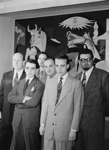 Portrait of Edwin A. Finckel, Ralph Burns, Eddie Sauter, Johnny..., Museum of Modern Art, N.Y., 1947 Creator: William Paul Gottlieb