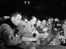 Portrait of Eddie Sauter, George Handy, Edwin A. Finckel, Ralph...Museum of Modern Art, N.Y., 1947. Creator: William Paul Gottlieb