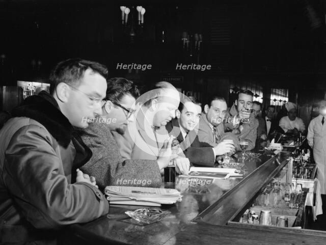 Portrait of Eddie Sauter, George Handy, Edwin A. Finckel, Ralph...Museum of Modern Art, N.Y., 1947. Creator: William Paul Gottlieb.