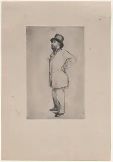Portrait of Edgar Degas, wearing a hat, 1876. Creator: Marcellin-Gilbert Desboutin
