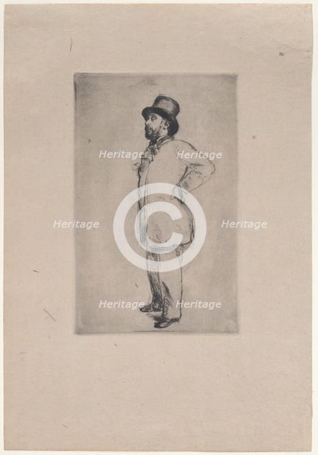 Portrait of Edgar Degas, wearing a hat, 1876. Creator: Marcellin-Gilbert Desboutin.