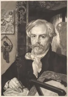 Portrait of Edmond de Goncourt (1822-1896), 1882. Creator: Bracquemond, Félix (1833-1914)
