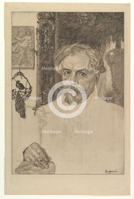 Portrait of Edmond de Goncourt, 1881. Creator: Felix Bracquemond.