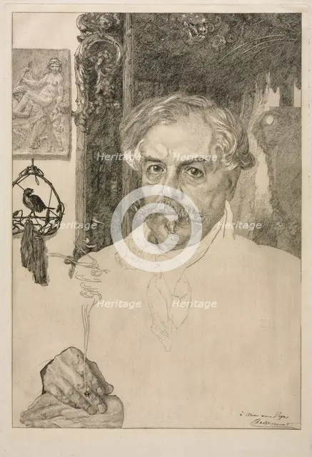 Portrait of Edmond de Goncourt, 1882. Creator: Félix Bracquemond (French, 1833-1914).