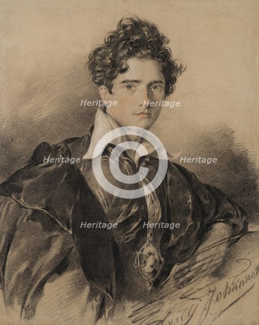 Portrait of Edmond Geffroy (1804-1895) as Hamlet, c 1829. Creator: Johannot, Tony (1803-1852).