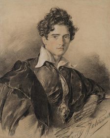 Portrait of Edmond Geffroy (1804-1895) as Hamlet, c 1829. Creator: Johannot, Tony (1803-1852)