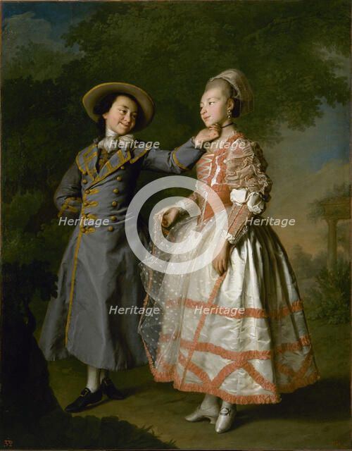 Portrait of Ekaterina Khrushchova and Countess Ekaterina Khovanskaya, 1773. Artist: Levitsky, Dmitri Grigorievich (1735-1822)