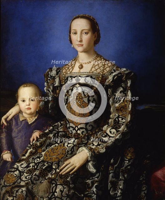 Portrait of Eleanor of Toledo with her son Giovanni, ca 1545. Artist: Bronzino, Agnolo (1503-1572)