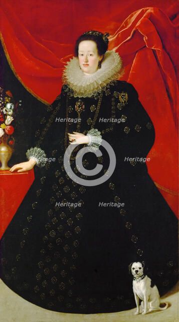 Portrait of Eleonora Gonzaga (1598-1655), in black dress, ca 1624.