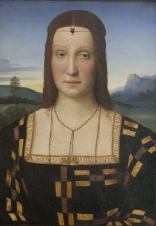 Portrait of Elisabetta Gonzaga (1471-1526). Artist: Raphael (1483-1520)