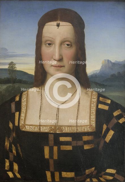 Portrait of Elisabetta Gonzaga (1471-1526). Artist: Raphael (1483-1520)