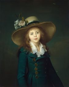 Portrait of Elisabeta Alexandrovna Stroganovaa as a girl in a Hat, 1781. Creator: Jean Louis Voille