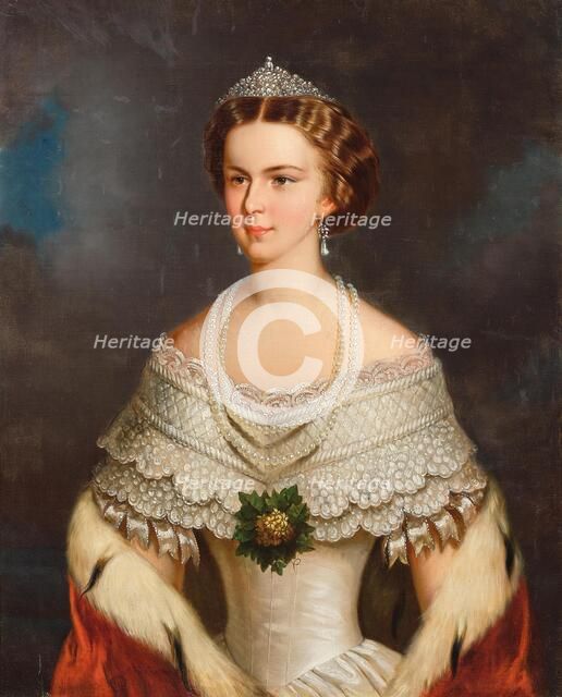 Portrait of Elisabeth of Bavaria, 1854. Creator: Schrotzberg, Franz (1811-1889).
