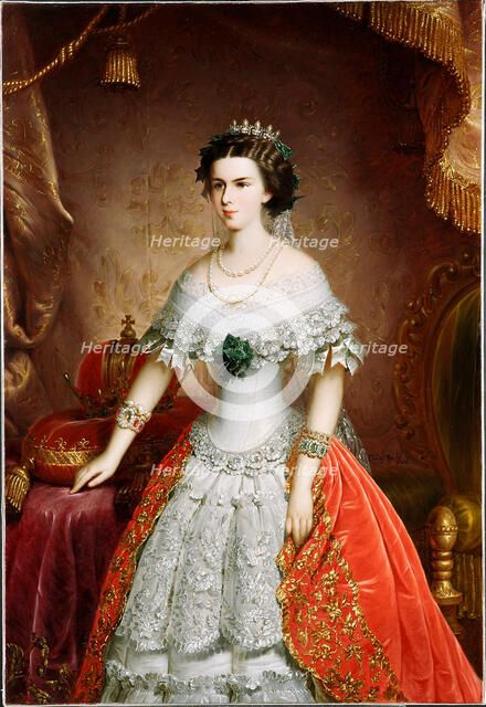 Portrait of Elisabeth of Bavaria, 1856. Artist: Russ, Franz, the Elder (1817-1892)