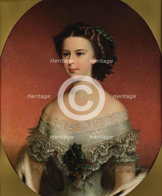 Portrait of Elisabeth of Bavaria, ca 1854. Creator: Schrotzberg, Franz (1811-1889).