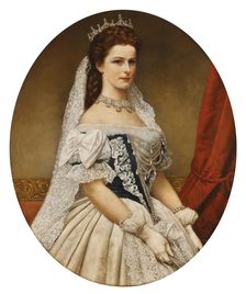 Portrait of Elisabeth of Bavaria in Hungarian coronation dress with the rose diadem, 1867. Creator: Raab, Georg Martin Ignaz (1821-1885)