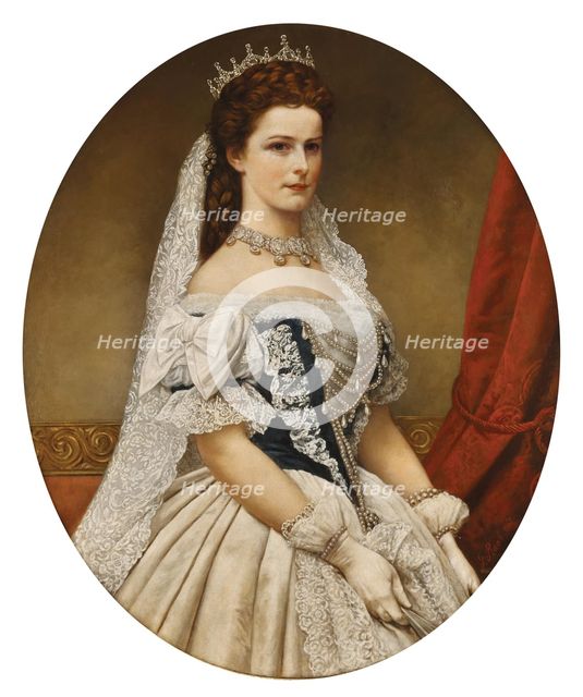 Portrait of Elisabeth of Bavaria in Hungarian coronation dress with the rose diadem, 1867. Creator: Raab, Georg Martin Ignaz (1821-1885).