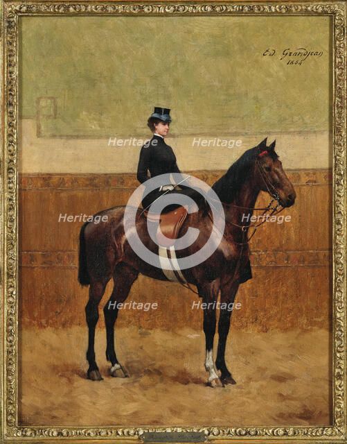 Portrait of Elisabeth of Bavaria on horseback, 1884. Creator: Grandjean; Edmond (1844-1908).