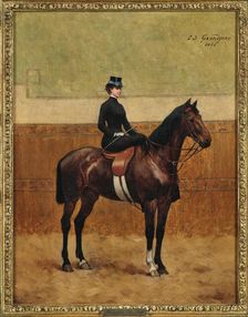 Portrait of Elisabeth of Bavaria on horseback, 1884. Creator: Grandjean; Edmond (1844-1908)