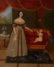 Portrait of Elizaveta Andreevna Yurievich (1809-1858) with son Nikolai, 1838