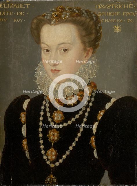 Portrait of Elizabeth of Austria, Wife of King Charles IX of France, after 1571. Creator: Francois Clouet.