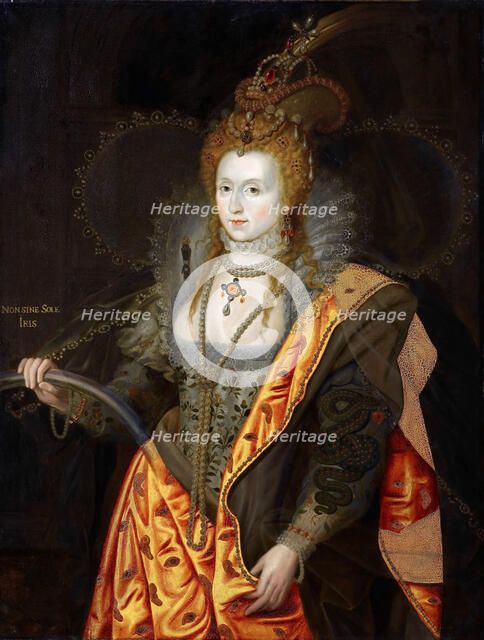 Portrait of Elizabeth I of England (1533-1603), in ballet costume as Iris (Rainbow Portrait). Artist: Healy, George Peter Alexander (1813-1894)