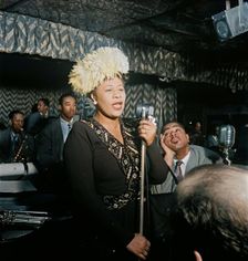 Portrait of Ella Fitzgerald, Dizzy Gillespie, Ray Brown, Milt Jackson..., Downbeat, N.Y., 1947. Creator: William Paul Gottlieb
