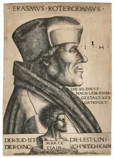 Portrait of Erasmus of Rotterdam (1467-1536), c1546-1555. Creator: Hopfer; Hieronymus (1500-1563)