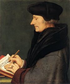 Portrait of Erasmus of Rotterdam writing, 1523. Creator: Hans Holbein the Younger