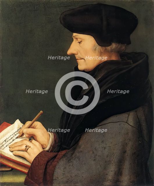 Portrait of Erasmus of Rotterdam writing, 1523. Creator: Hans Holbein the Younger.