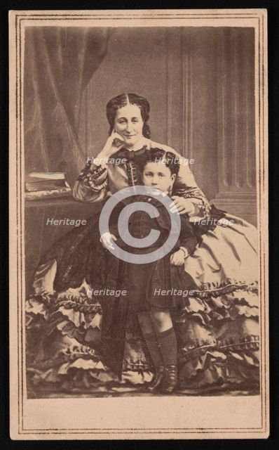Portrait of Euge´nie de Montijo (1826-1920) and Son, Circa 1860s. Creator: E. & H.T. Anthony.