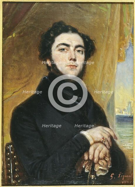 Portrait of Eugène Sue (1804-1857), novelist, 1836. Creator: Francois-Gabriel-Guillaume Lepaulle.