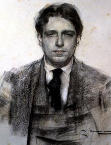 Portrait of Eugeni d'Ors i Rovira (1882-1954), Spanish essayist, charcoal drawing by Ramon Casas