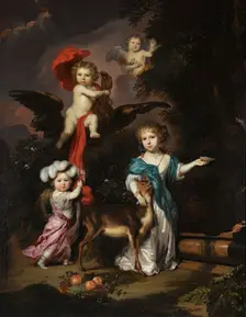 Portrait of Four Children as Ceres Ganymede Cherub and Diana, 1675. Creator: Nicolaes Maes