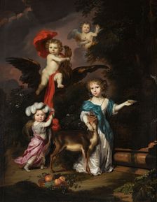 Portrait of Four Children as Ceres Ganymede Cherub and Diana, 1675. Creator: Nicolaes Maes