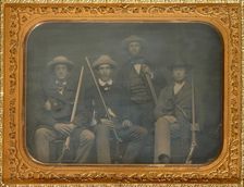 Portrait of four men with rifles, 1850s. Creator: Unknown