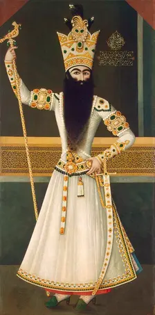 Portrait of Fath Ali Shah Standing (1797-1834), 1810. Creator: Mihr Ali (active 1795-1830)