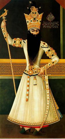 Portrait of Fath Ali Shah Standing, 1809. Creator: Mihr Ali