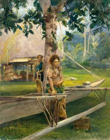 Portrait of Faase, the Taupo, or Official Virgin, of Fagaloa Bay, and Her Duenna, Samoa, 1891 (?). Creator: John La Farge
